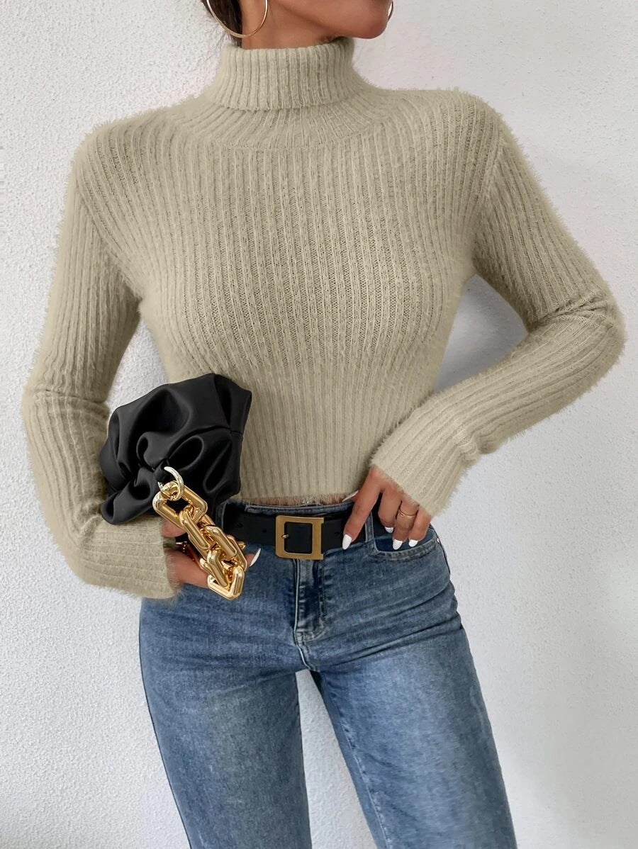 Dame Chic Rullekravepullover i fint strik Stilla