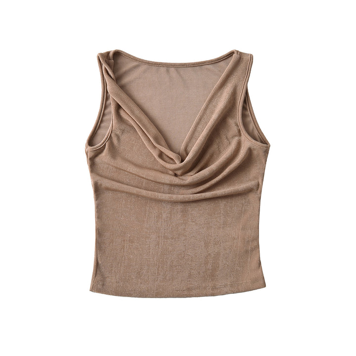 Dame ærmeløs charmerende top med raffineret drapering-design Stilla
