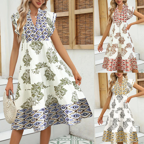 Dame vintage-inspireret floral Midi-kjole Stilla