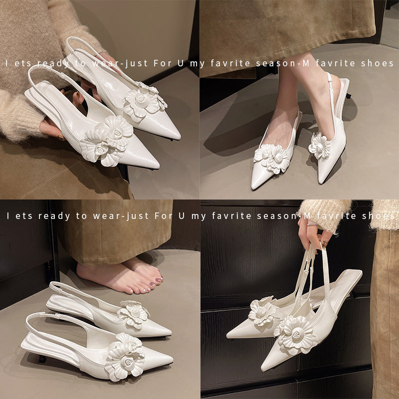 Dame Slingback-pumps med florale applikationer og elegant design Stilla