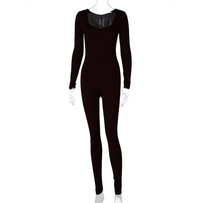 Dame Elegant Langærmet Jumpsuit lavet af kvalitets stræk materiale Stilla