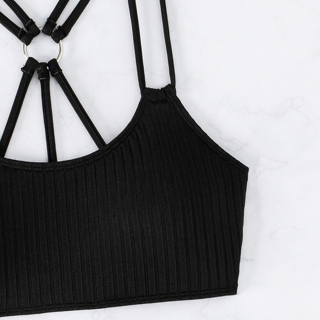 Dame Højskåret Bikini-Sæt med moderigtigt Ryg-design og justerbare Stropper Stilla
