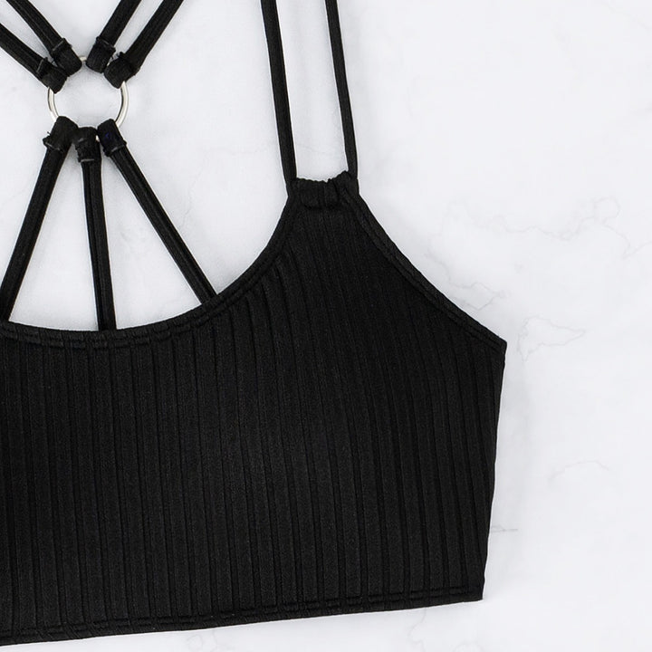 Dame Højskåret Bikini-Sæt med moderigtigt Ryg-design og justerbare Stropper Stilla