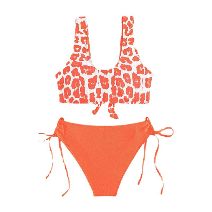 Dame triangel-bikini sæt med trendy leopardmønster og legende knude Skovae