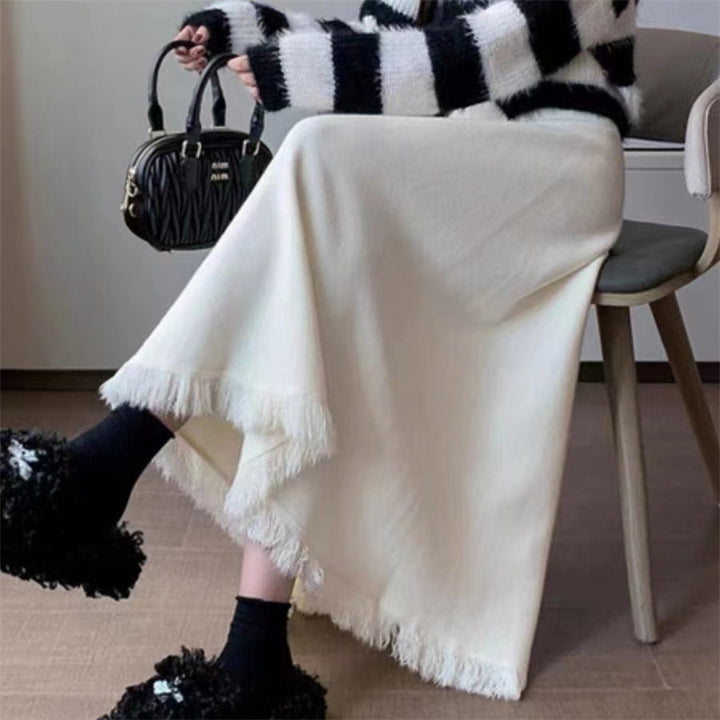 Damer elegant midi nederdel med frynser Stilla
