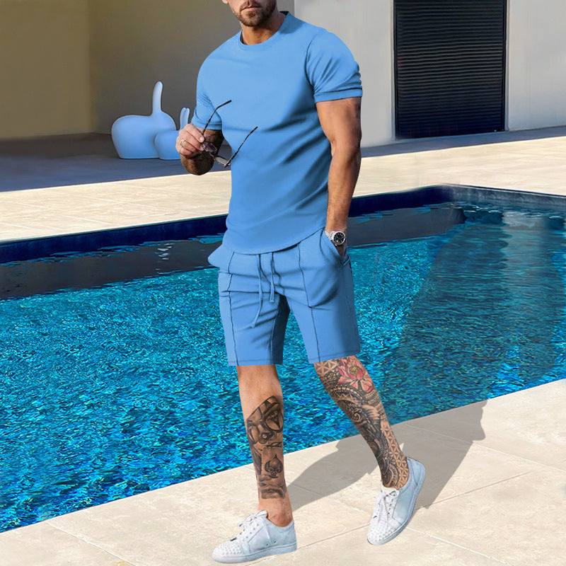 Herrer Sporty Kortærmet T-Shirt med matchende Jersey-Shorts Stilla
