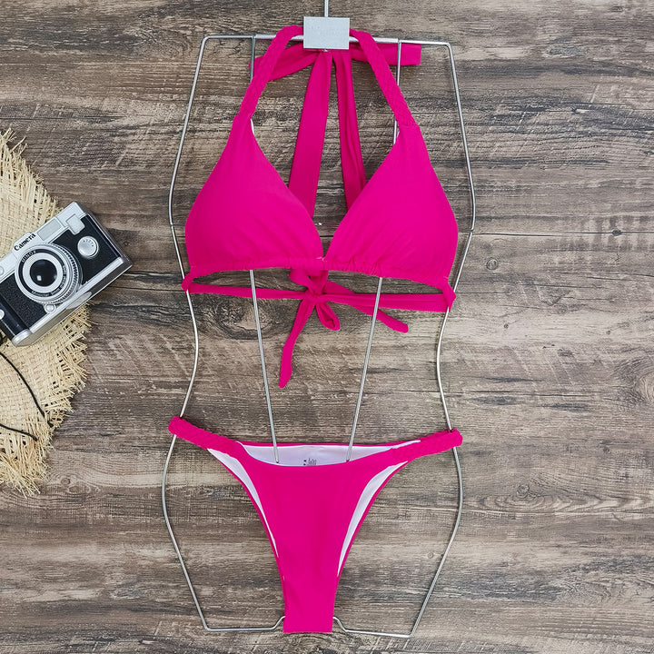 Dame bikini-sæt med flettede stropper og polstret top Stilla
