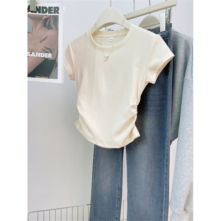 Femme Kortærmet Rynket Sider T-Shirt Stilla