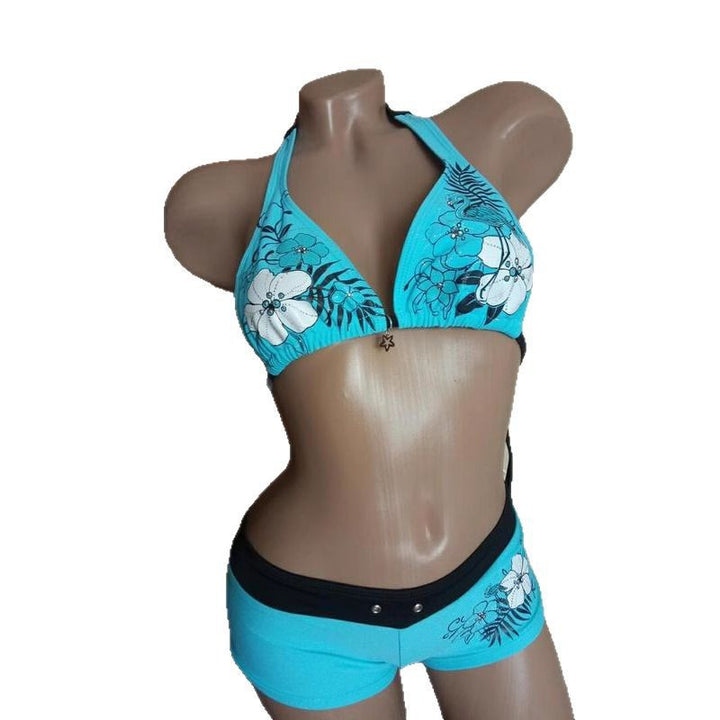 Dame bikini sæt med blomstertryk og individuelt halterdesign Stilla