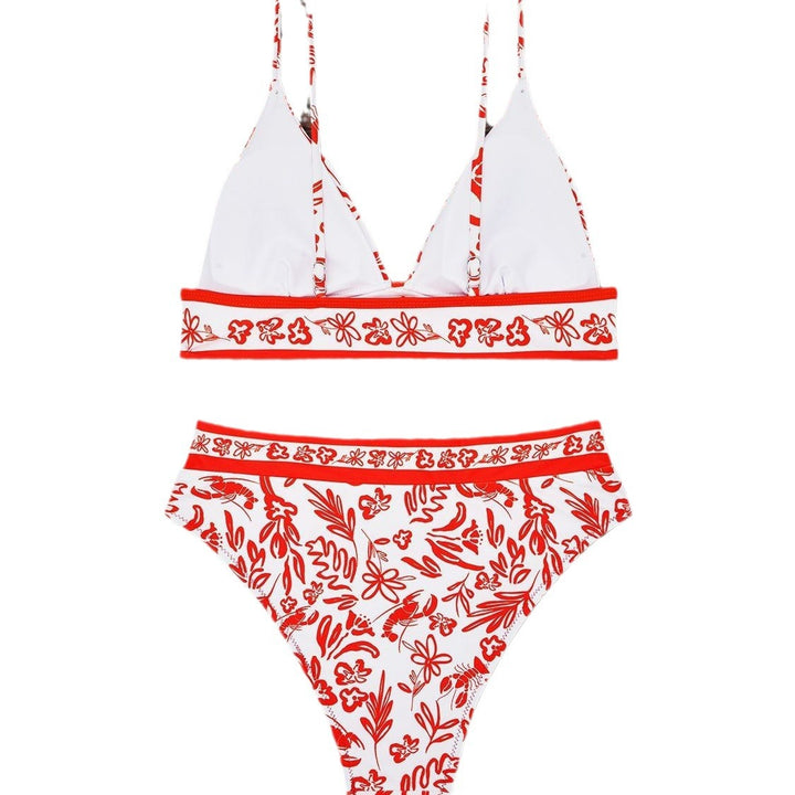 Dame Bandeau-bikini med blomsterdesign og høj benudskæring Stilla