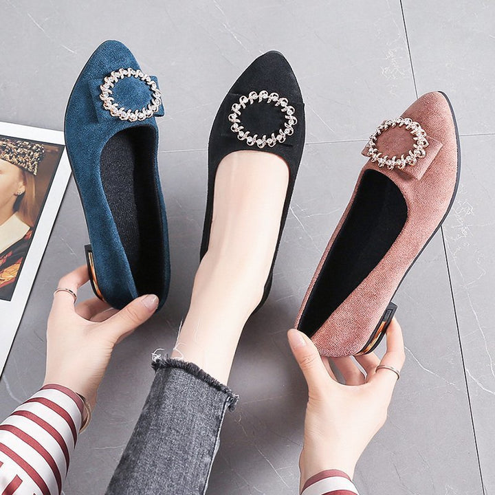 Dame elegante Ballerinas med glitrende strass-accents og blødt overmateriale Stilla