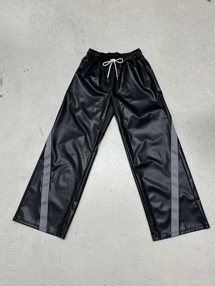 Dame Sportslig Wide-Leg Bukser med elastisk Talje og stilfulde Striber Skovae