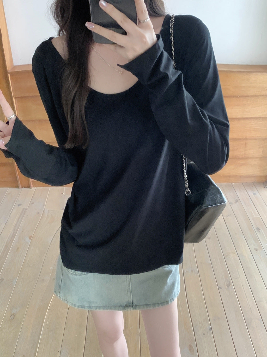 Dame Oversized Rundhalset Langærmet T-shirt Stilla