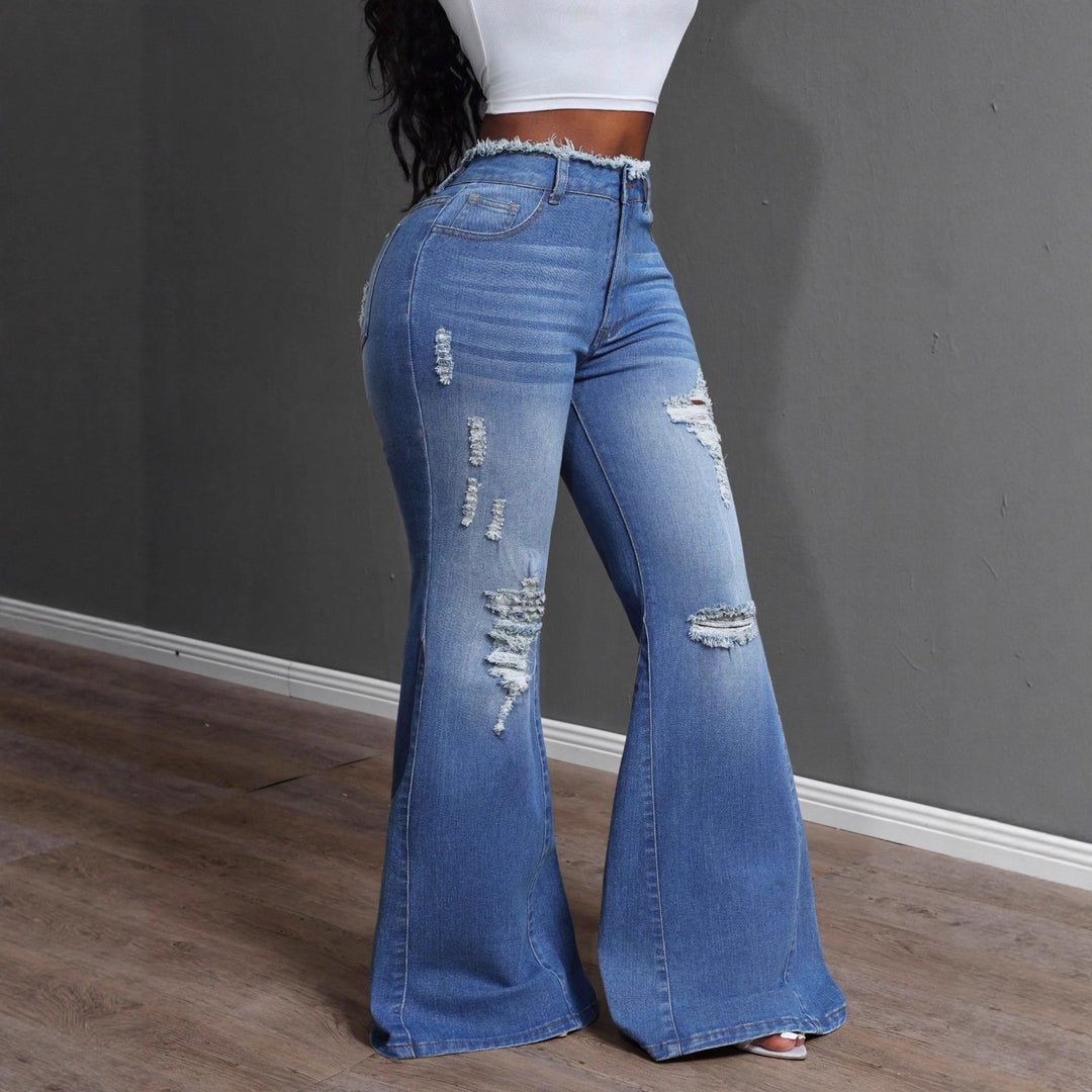 Kvinders bootcut jeans med frynsede detaljer Stilla