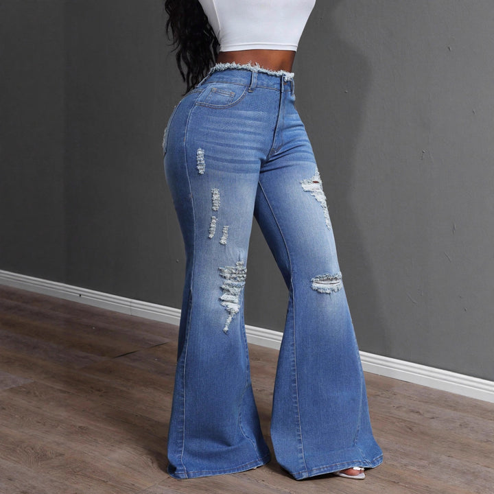 Kvinders bootcut jeans med frynsede detaljer Stilla