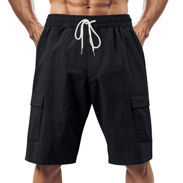 Herrer Cargo-shorts med elastisk talje og funktionelle lommer Stilla