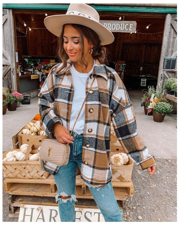 Dame Karo Overshirt med knapliste og lommer Stilla