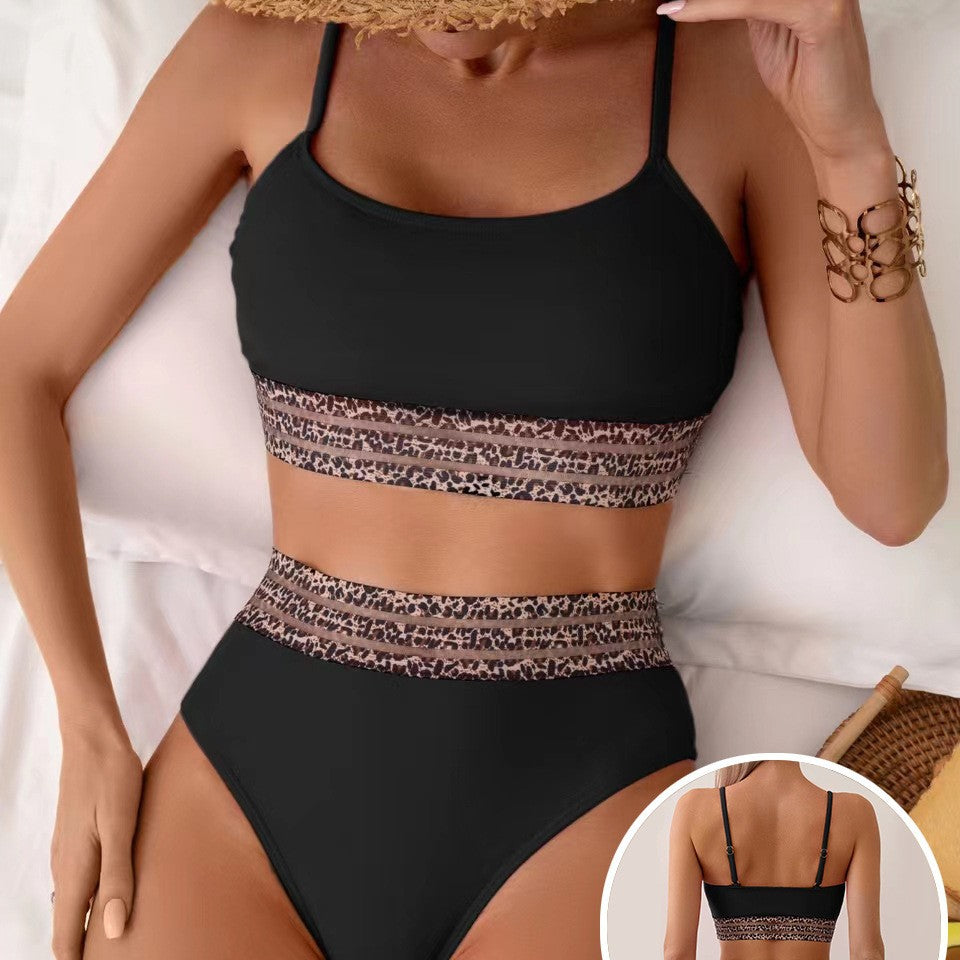 Dame bikini-sæt med elastisk taljebånd og modetrendstribet design Stilla