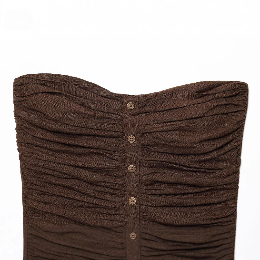 Femme Strapless Ruffle Top Stilla