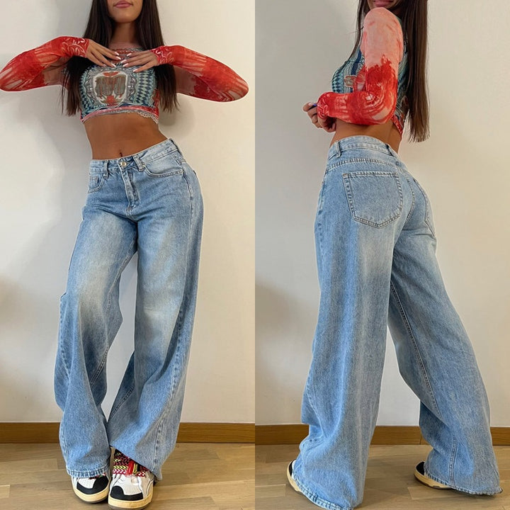 Dame High-Waist Wide-Leg Jeans med afslappet pasform og høj kvalitet forarbejdning Stilla