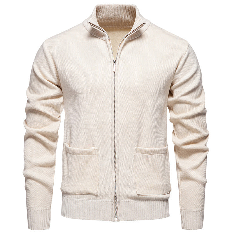 Herrer struktureret lynlås strikjakke sweater Stilla