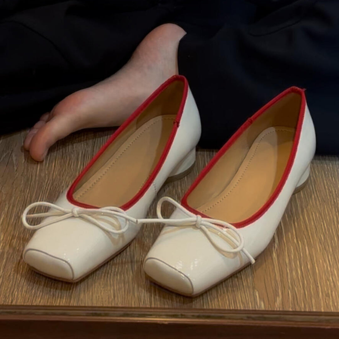 Kvinder Ballerina-flade med kvadratisk tåparti og rynkeudsmykning Stilla