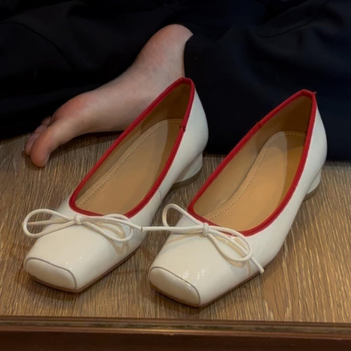 Kvinder Ballerina-flade med kvadratisk tåparti og rynkeudsmykning Stilla