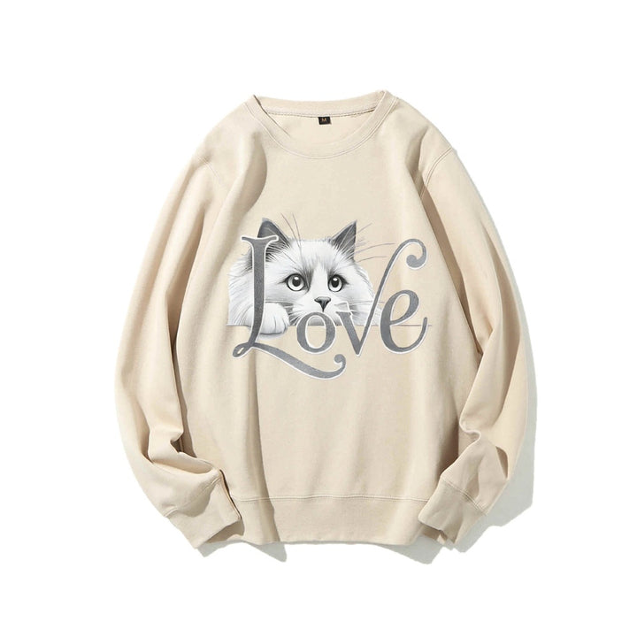 Kvinders sweatshirts med legende katte design og afslappet pasform Stilla