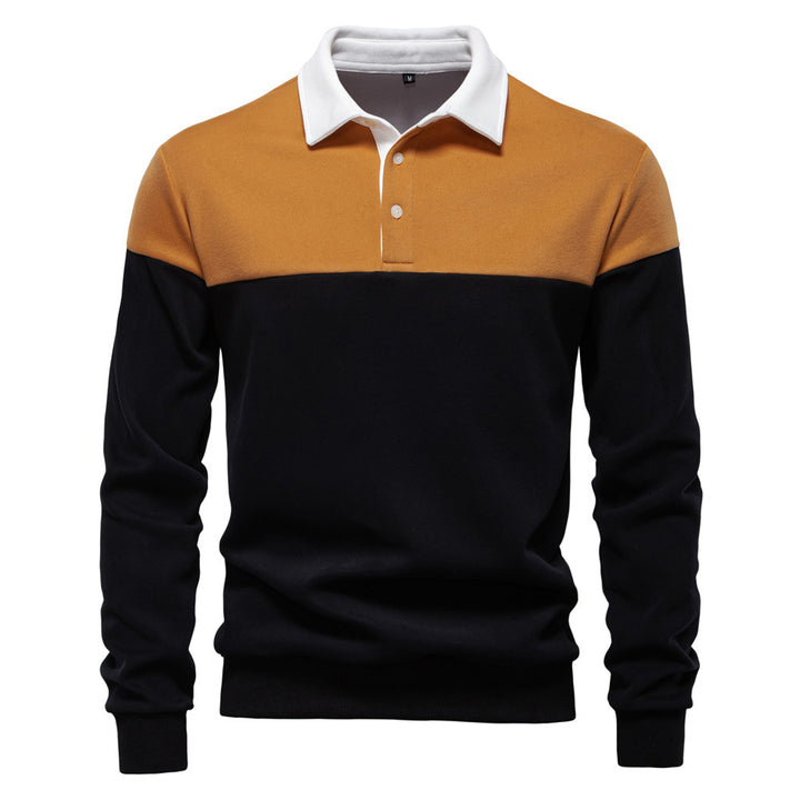 Herrer Polo-sweater med moderne farveblokdesign og sportiv krave Stilla