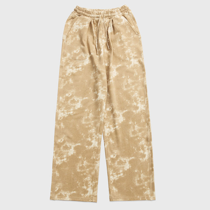 Dame bred fritidshose med stilfuldt batikdesign og elastisk talje Stilla