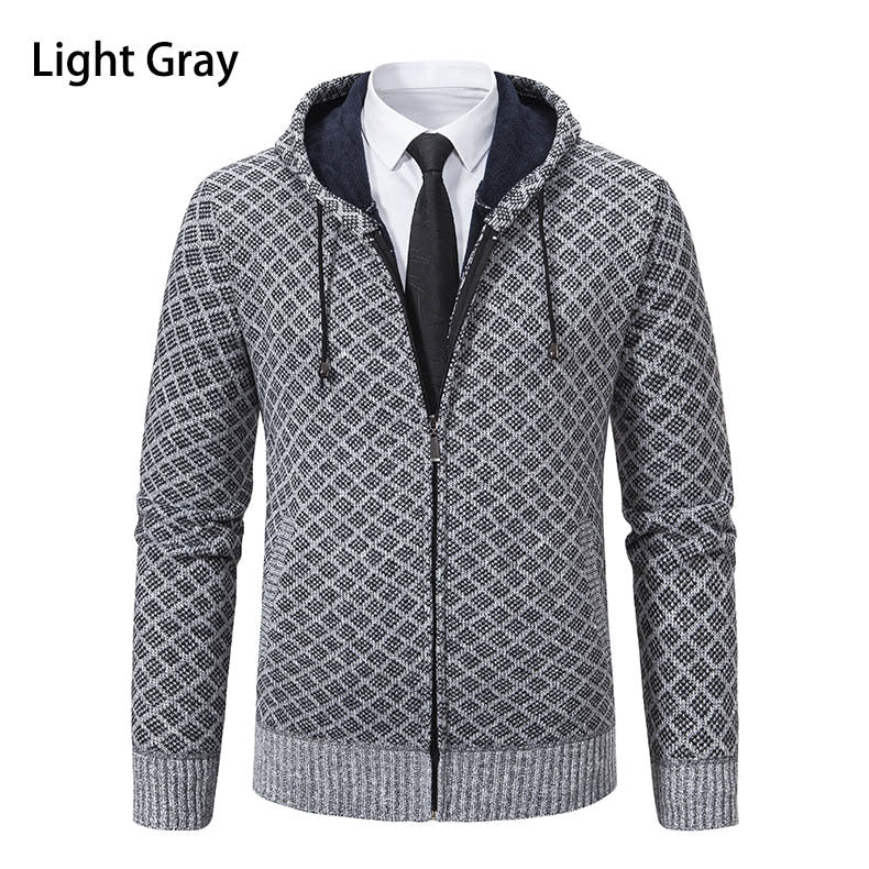 Herrer Textureret Zip-Up Hoodie med mønsterdesign Stilla