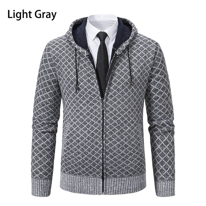 Herrer Textureret Zip-Up Hoodie med mønsterdesign Stilla