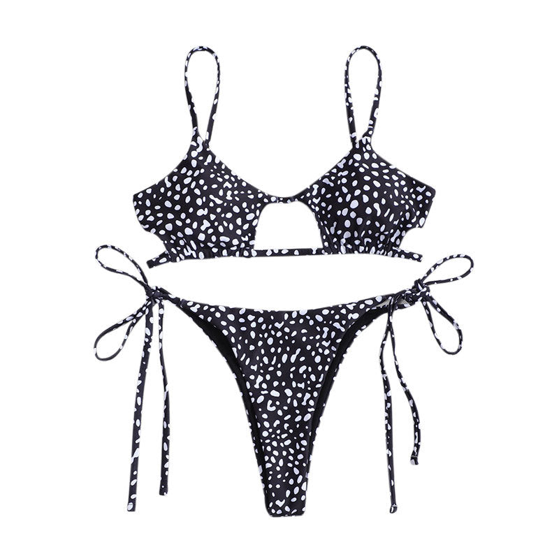 Damer Højskårne Plettede Bikini Sæt Stilla