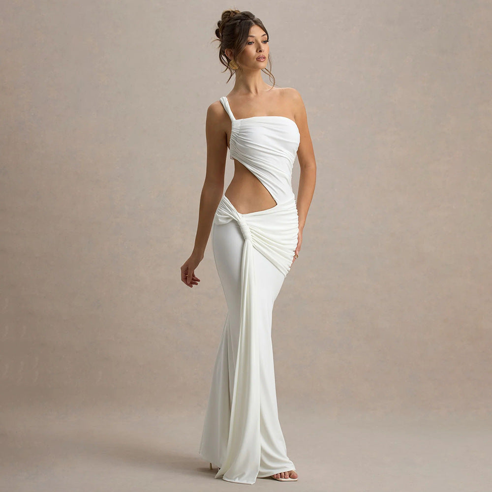 Damer Elegant Cut-Out Aftenkjole med asymmetrisk design og flydende stof Stilla