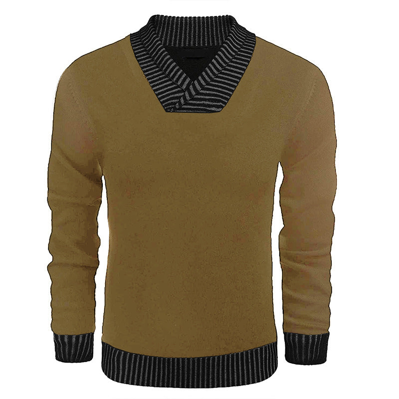 Herrer elegant pullover med diagonal stribet krave og komfortabelt snit Stilla