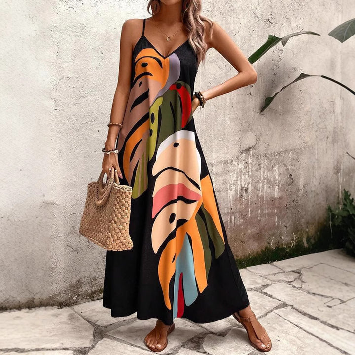 Kvinder Bohemian Floral Spaghetti-strop Maxi Kjole Stilla
