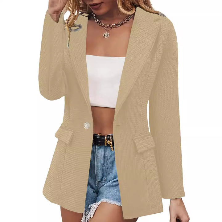 Dame elegant blazer med struktureret tekstur og lommer Stilla