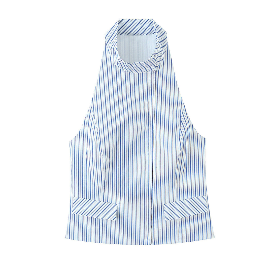 Dame elegante shorts med fint stribemønster og høj talje Skovae