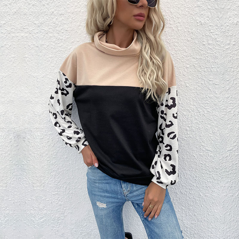 Damer mode sweatshirt med dyreprint og høj krave Stilla