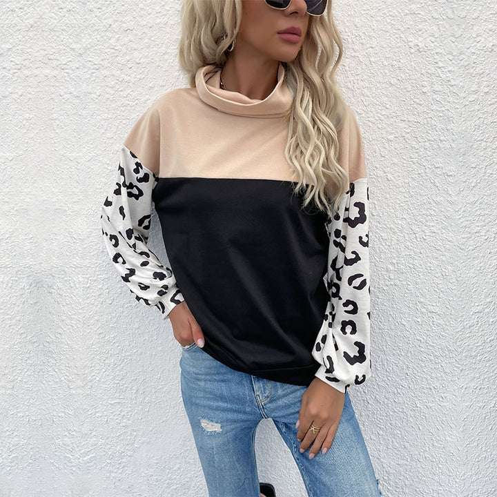 Damer mode sweatshirt med dyreprint og høj krave Stilla