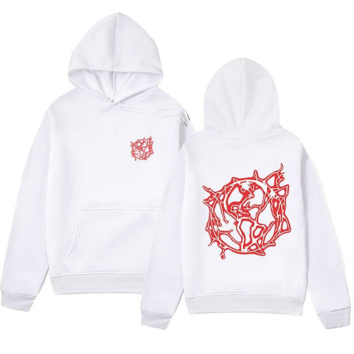 Kvinders hoodie sweatshirt med kunstnerisk grafisk print og praktisk kængurulomme Skovae