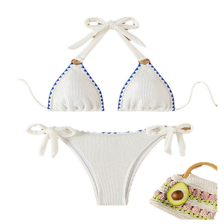 Dame ribbet trekant bikini sæt Stilla 1750922958