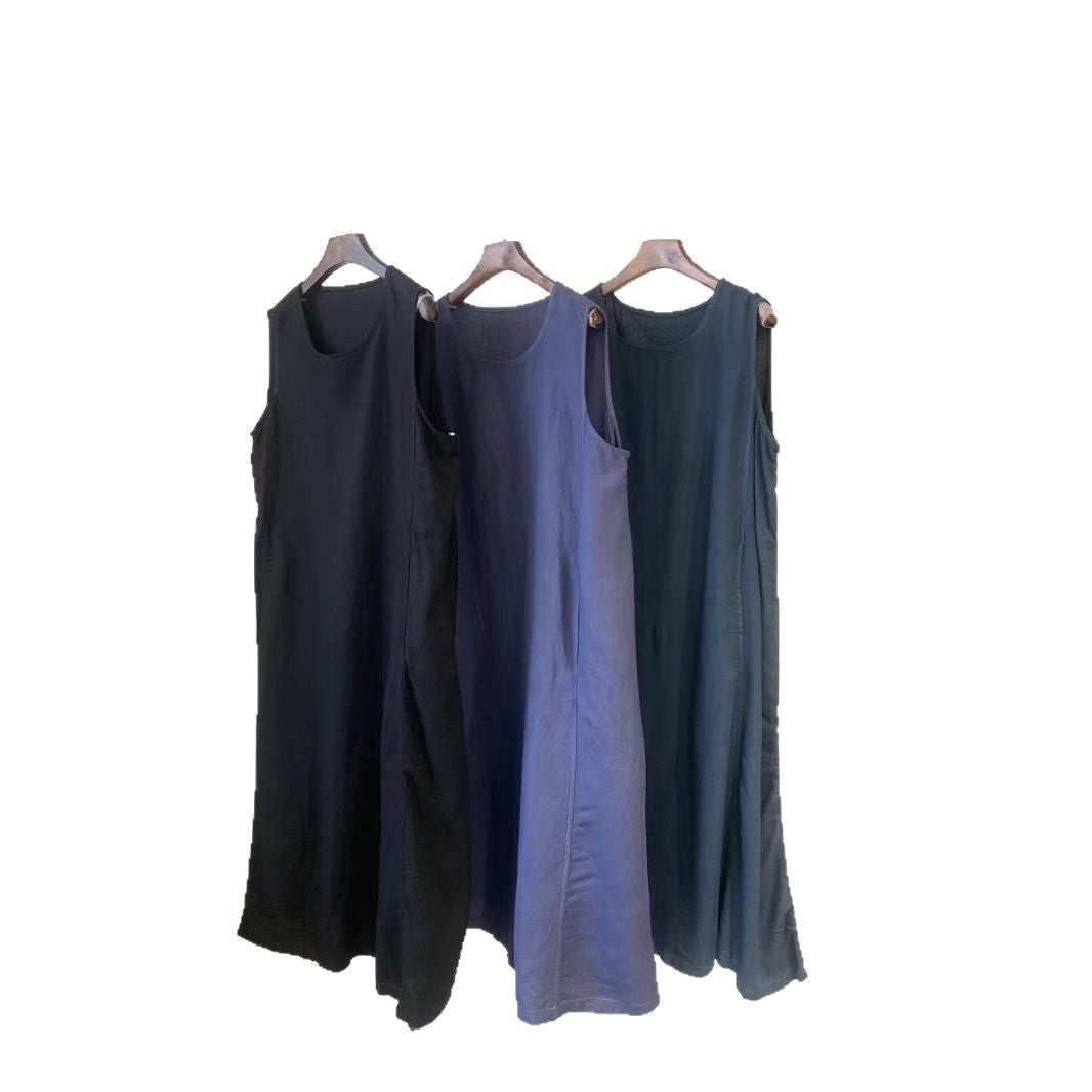 Femme Elegante Ærmeløs Linned Shift Kjole Stilla