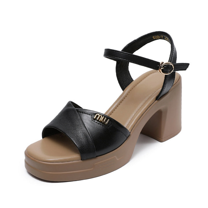 Dame Chunky Platform Sandaler med elegant Kryds-Over-Design Stilla