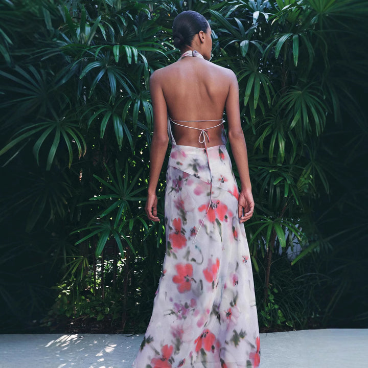 Femme Halter Neck Floral Maxi Kjole Stilla