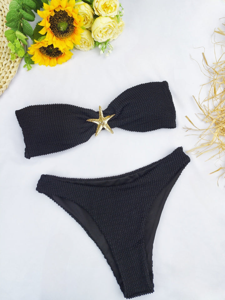 Dame bandeau-bikini med glitrende stjernedetalje Skovae