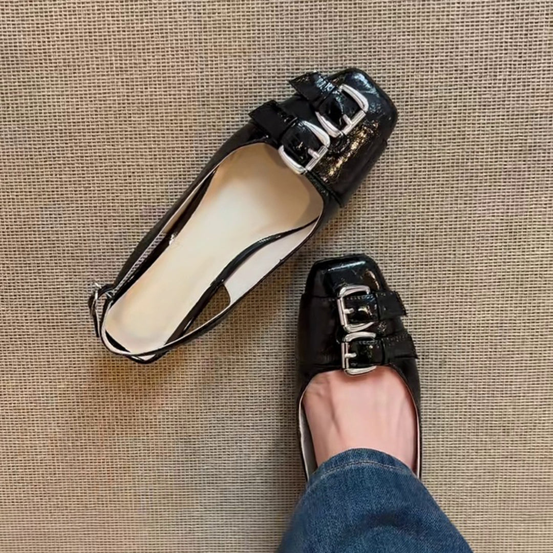Kvindernes elegante Slingback-flade sko med dekorativ bue-detalje Stilla