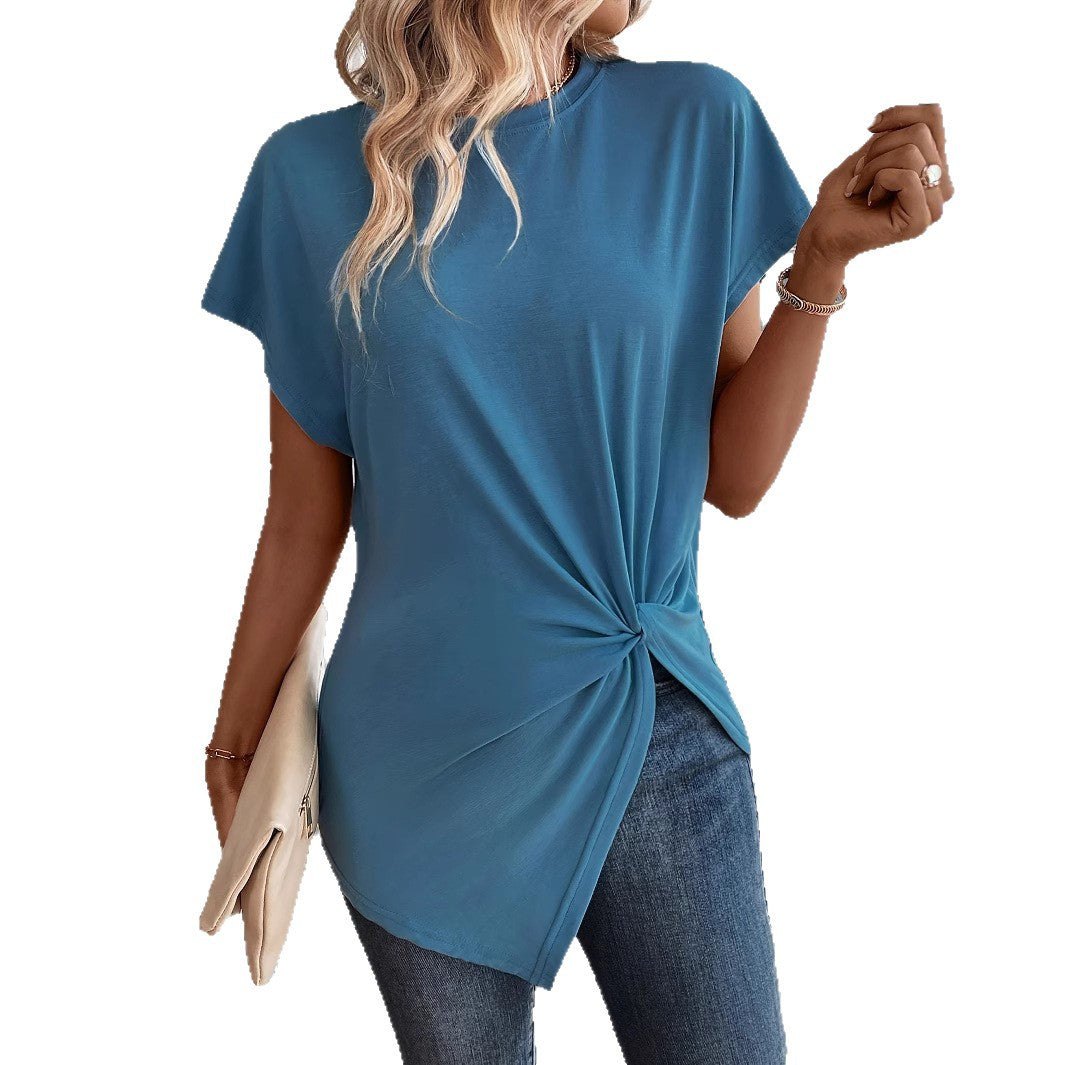 Dame afslappet tunika-shirt med knyttet design Stilla