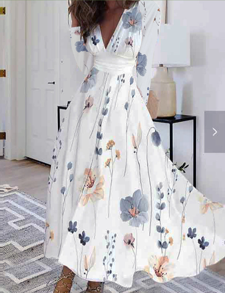 Dame Midi Kjole med blomster mønstre Stilla