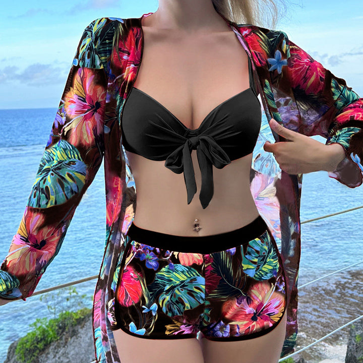 Dame bikiniset med blomstret kimono Stilla